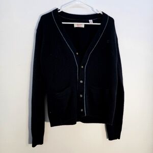 Original Penguin Black Cardigan Sweater Lambswool Large